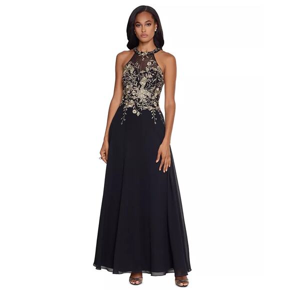 Betsy & Adam Dresses & Skirts - Betsy & Adam Black and Gold Embroidered Gown